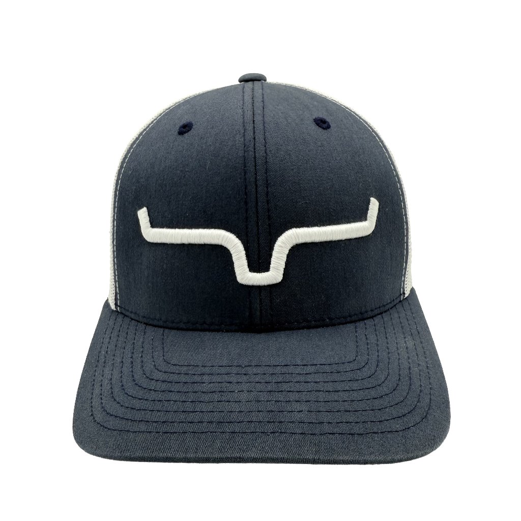 Kimes Ranch NavyWhite Mesh Trucker Hat Yupoong Adjustable Cowboy  Western